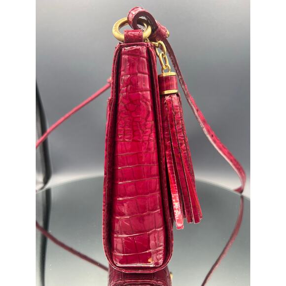 Brahmin Leather Melbourne Mimosa  Crossbody Bag croc-embossed - Picture 7 of 16